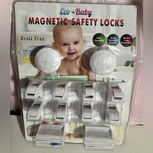 Eco-Baby 8 Piece Cabinet & Drawer Magnetic Safety Locks Drill-Free New In PKG